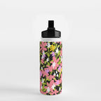 Summer flower meadow on black Water Bottle Gallery Image 2