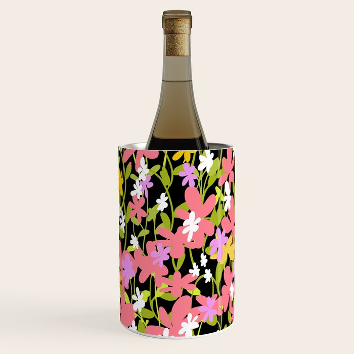 Summer flower meadow on black Wine Chiller Gallery Image 3
