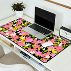Summer flower meadow on black Desk Mat Gallery Image 2