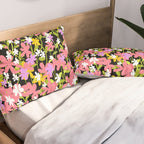 Summer flower meadow on black Pillow Sham Gallery Image 2