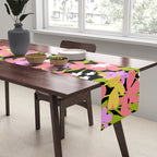 Summer flower meadow on black Table Runner Gallery Image 2