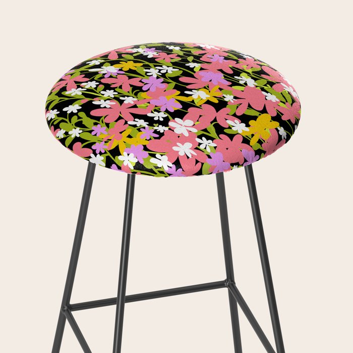 Summer flower meadow on black Stool Gallery Image 2