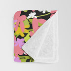 Summer flower meadow on black Throw Blanket Gallery Image 3