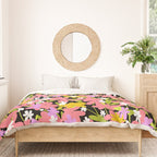 Summer flower meadow on black Duvet Cover Gallery Image 3