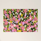 Summer flower meadow on black Welcome Mat Gallery Image 1