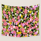 Summer flower meadow on black Wall Tapestry Gallery Image 4