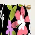 Summer flower meadow on black Window Curtain Gallery Image 2