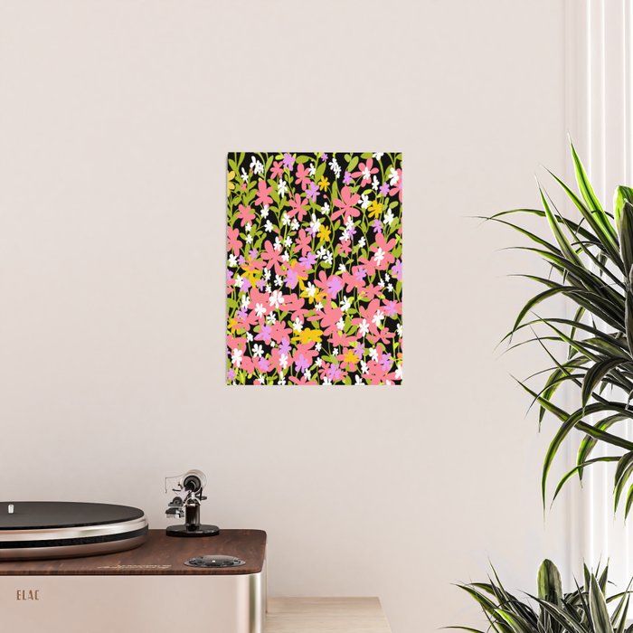 Summer flower meadow on black Poster Gallery Image 2