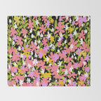 Summer flower meadow on black Throw Blanket Gallery Image 2