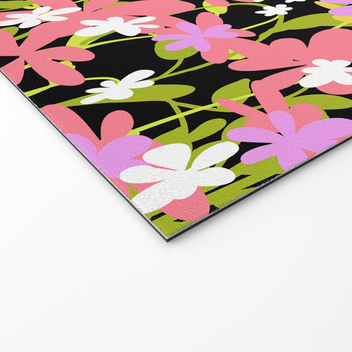 Summer flower meadow on black Welcome Mat Gallery Image 2