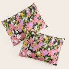 Summer flower meadow on black Pillow Sham Gallery Image 3