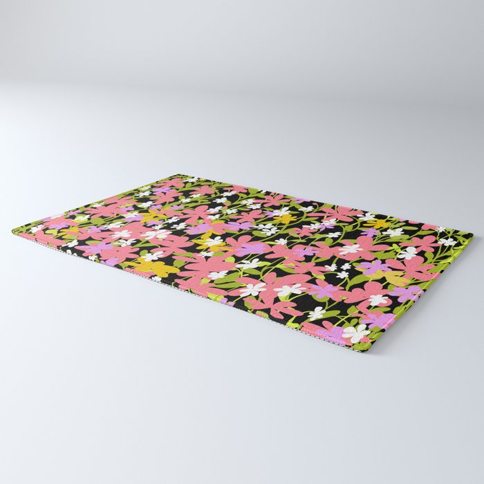 Summer flower meadow on black Rug Gallery Image 3