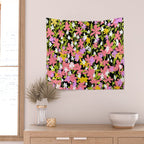 Summer flower meadow on black Wall Tapestry Gallery Image 2