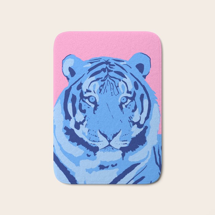 Tiger Blue & Pink Bath Mat Gallery Image 1