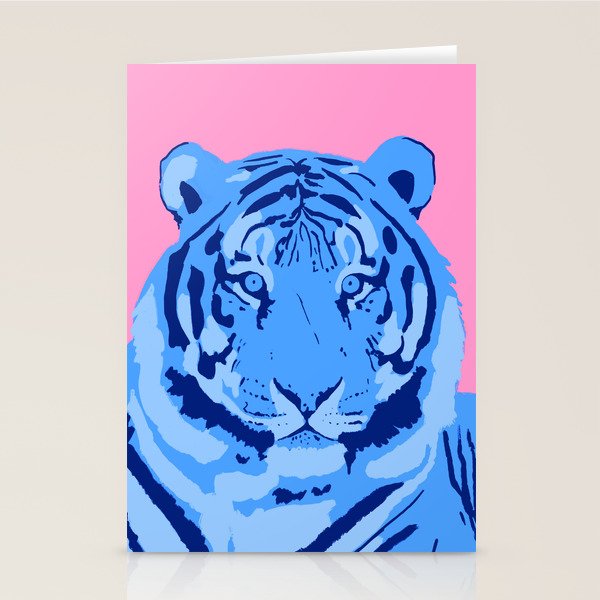 Tiger Blue & Pink Stationery Card Gallery Image 2