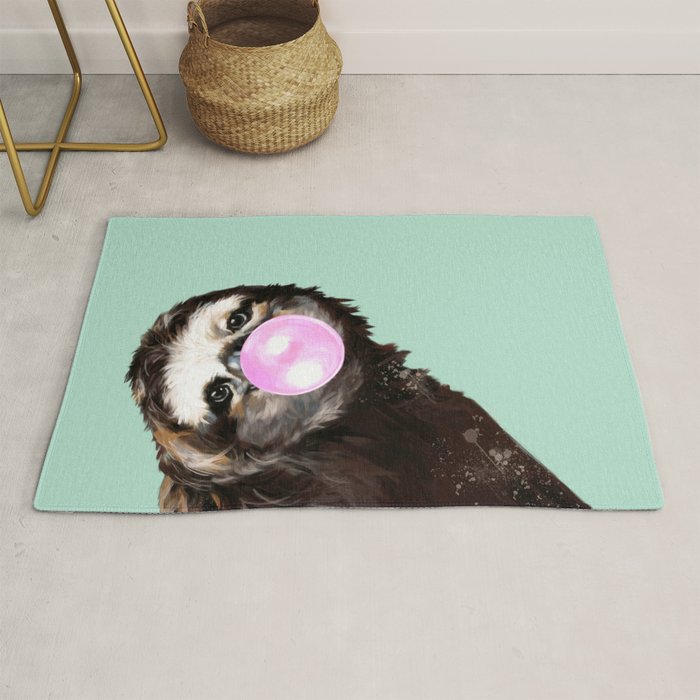 Bubble Gum Sneaky Sloth in Green Rug Gallery Image 1