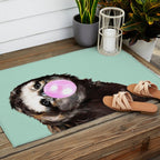 Bubble Gum Sneaky Sloth in Green Outdoor Rug Gallery Image 2