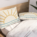 Sunset Lines - Gold Blue Pillow Sham Gallery Image 2