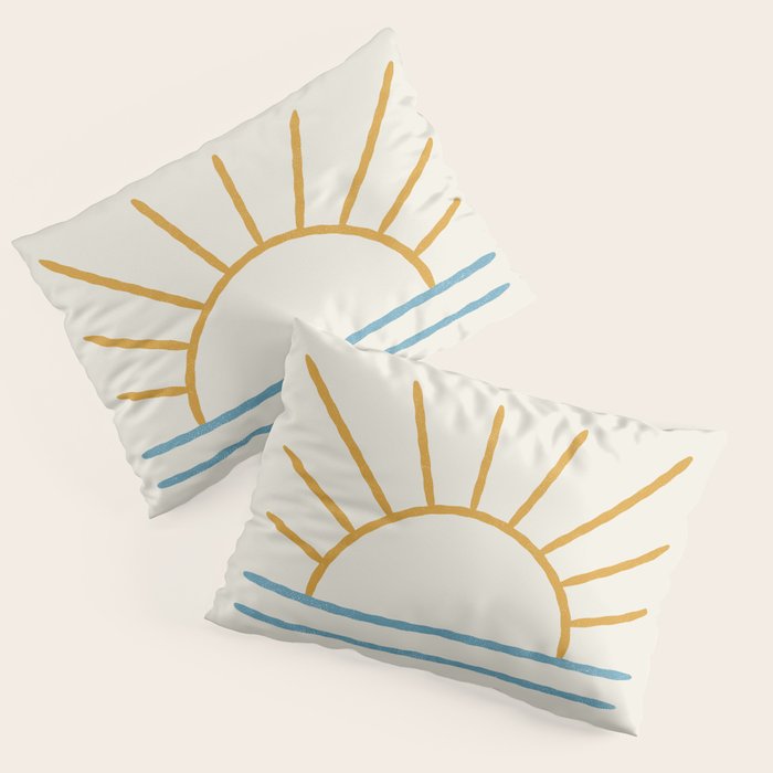 Sunset Lines - Gold Blue Pillow Sham Gallery Image 1