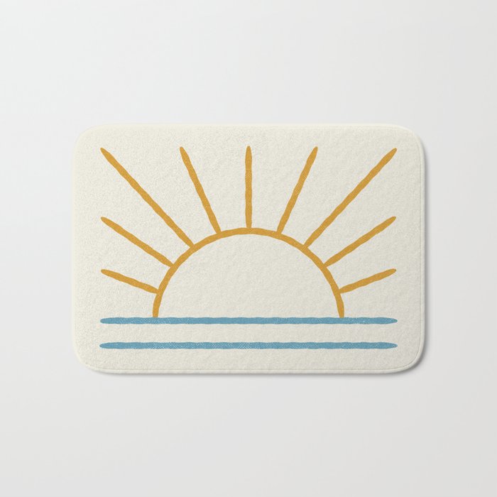 Sunset Lines - Gold Blue Bath Mat Gallery Image 1
