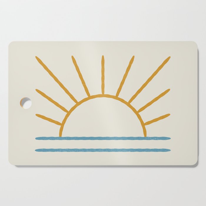 Sunset Lines - Gold Blue Cutting Board Gallery Image 1