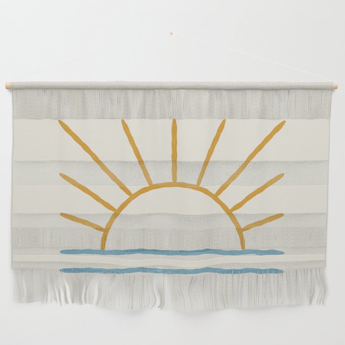 Sunset Lines - Gold Blue Wall Hanging Gallery Image 1