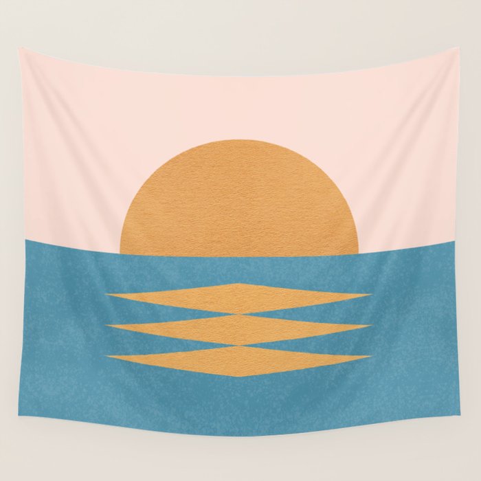 Sunrise Geometric - Midcentury Style Wall Tapestry Gallery Image 1
