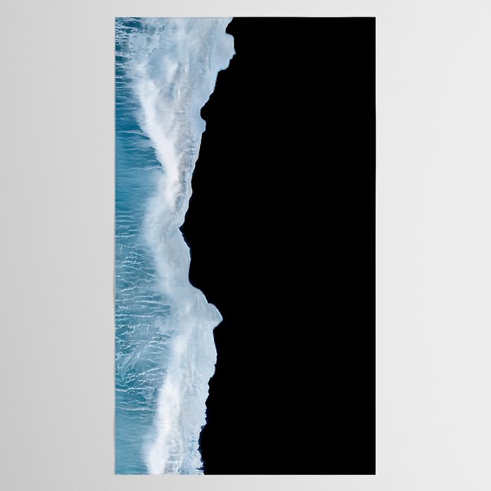 Minimalist wave crashing on a black sand beach in Iceland â Ocean Landscape Photography Tablecloth Gallery Image 2