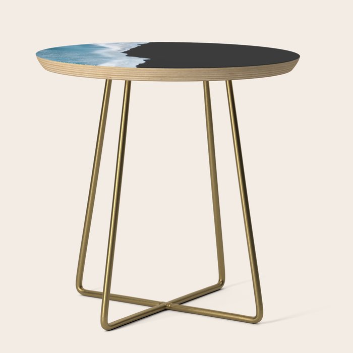 Minimalist wave crashing on a black sand beach in Iceland â Ocean Landscape Photography Side Table Gallery Image 1