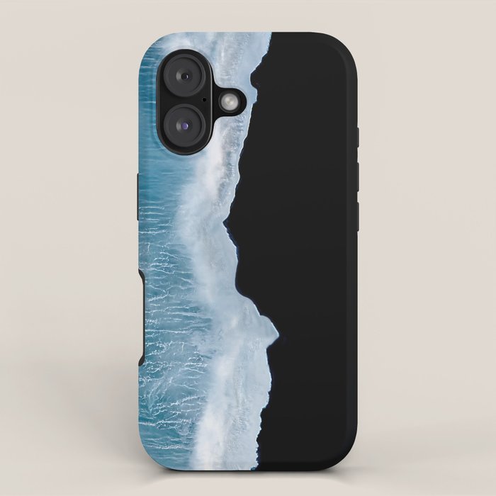 Minimalist Wave Crashing On A Black Sand Beach In Iceland â Ocean Landscape Photography Iphone Case