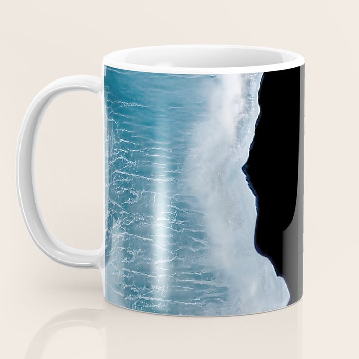 Minimalist wave crashing on a black sand beach in Iceland â Ocean Landscape Photography Coffee Mug Gallery Image 3
