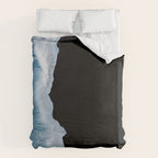Minimalist wave crashing on a black sand beach in Iceland â Ocean Landscape Photography Duvet Cover Gallery Image 6