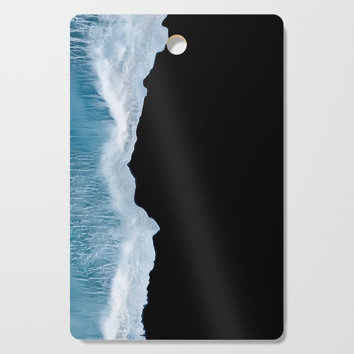 Minimalist wave crashing on a black sand beach in Iceland â Ocean Landscape Photography Cutting Board Gallery Image 1