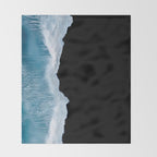 Minimalist wave crashing on a black sand beach in Iceland â Ocean Landscape Photography Throw Blanket Gallery Image 2
