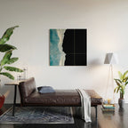 Minimalist wave crashing on a black sand beach in Iceland â Ocean Landscape Photography Wood Wall Art Gallery Image 2