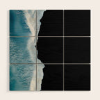 Minimalist wave crashing on a black sand beach in Iceland â Ocean Landscape Photography Wood Wall Art Gallery Image 1