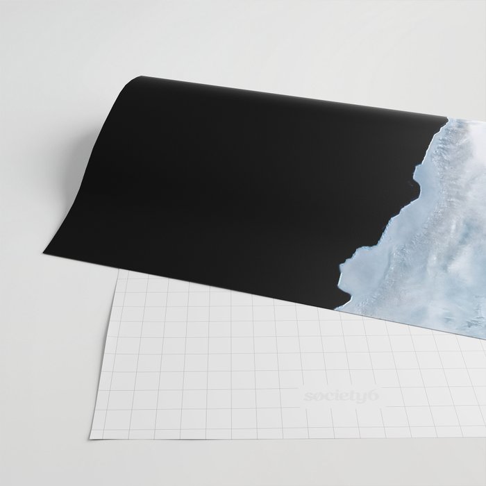 Minimalist wave crashing on a black sand beach in Iceland â Ocean Landscape Photography Wrapping Paper Gallery Image 2
