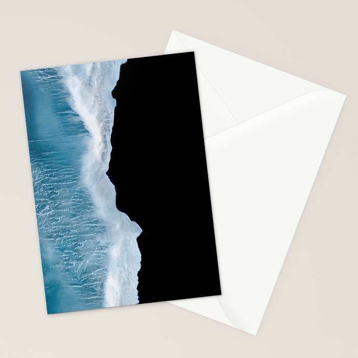 Minimalist wave crashing on a black sand beach in Iceland â Ocean Landscape Photography Stationery Card Gallery Image 2