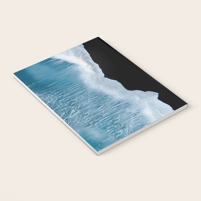 Minimalist wave crashing on a black sand beach in Iceland â Ocean Landscape Photography Notebook Gallery Image 3