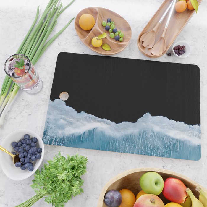 Minimalist wave crashing on a black sand beach in Iceland â Ocean Landscape Photography Cutting Board Gallery Image 2