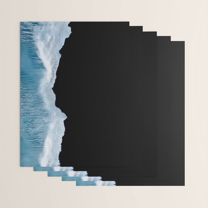 Minimalist wave crashing on a black sand beach in Iceland â Ocean Landscape Photography Wrapping Paper Gallery Image 3