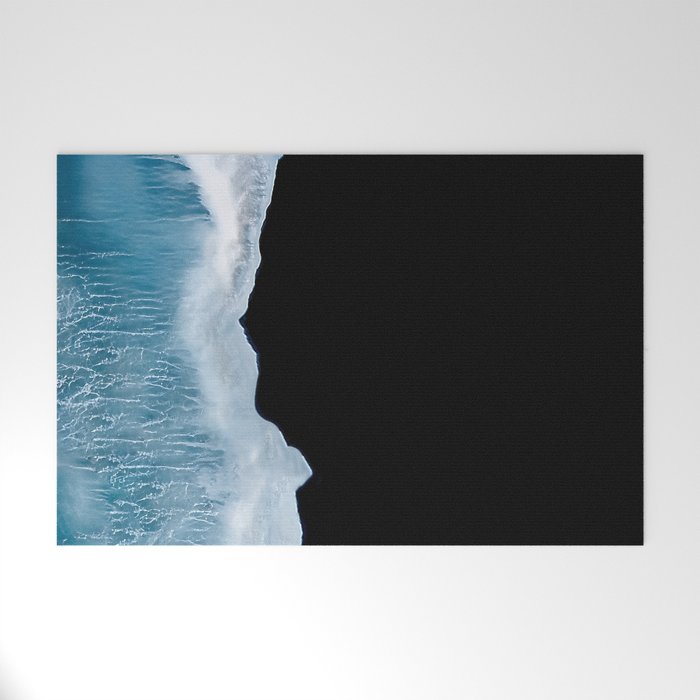 Minimalist wave crashing on a black sand beach in Iceland â Ocean Landscape Photography Welcome Mat Gallery Image 1