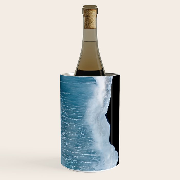Minimalist wave crashing on a black sand beach in Iceland â Ocean Landscape Photography Wine Chiller Gallery Image 2