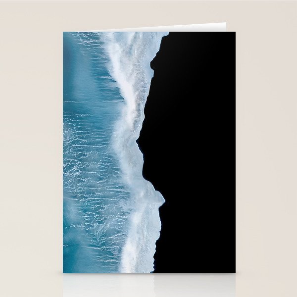 Minimalist wave crashing on a black sand beach in Iceland â Ocean Landscape Photography Stationery Card Gallery Image 2