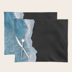 Minimalist wave crashing on a black sand beach in Iceland â Ocean Landscape Photography Placemat Gallery Image 1