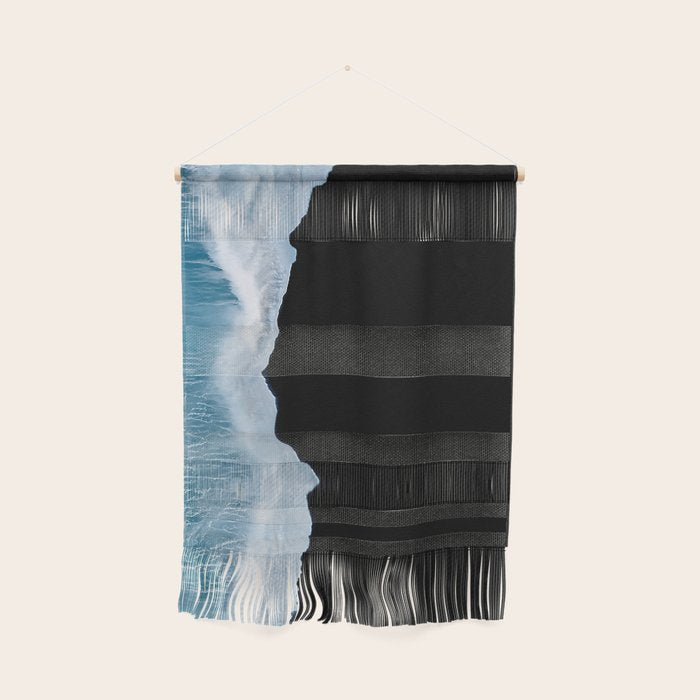 Minimalist wave crashing on a black sand beach in Iceland â Ocean Landscape Photography Wall Hanging Gallery Image 1