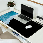 Minimalist wave crashing on a black sand beach in Iceland â Ocean Landscape Photography Desk Mat Gallery Image 2