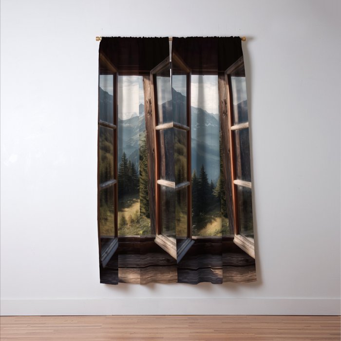 Where the Pines Begin - Alpine Landscape Print Window Curtain Gallery Image 3