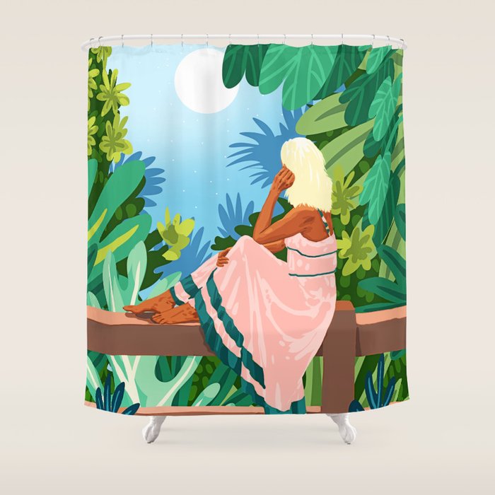 Forest Moon Bohemia Shower Curtain Gallery Image 1