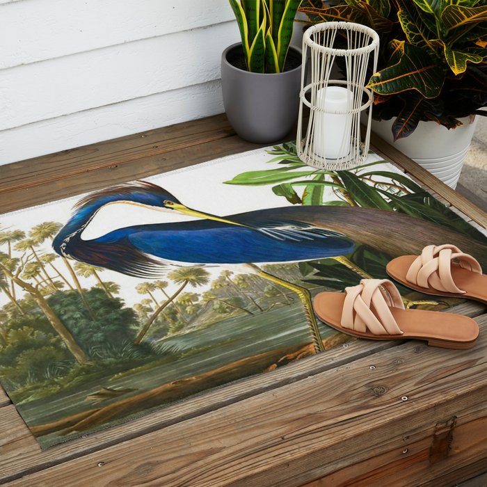 John James Audubon - Louisiana Heron Outdoor Rug Gallery Image 2